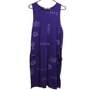 Ingear Cotton Dress Beach Casual Tank Summer Purple Sleeveless Sundress Size M